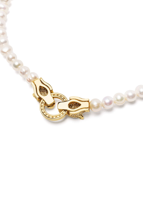 Double Panther Head Pearl Necklace