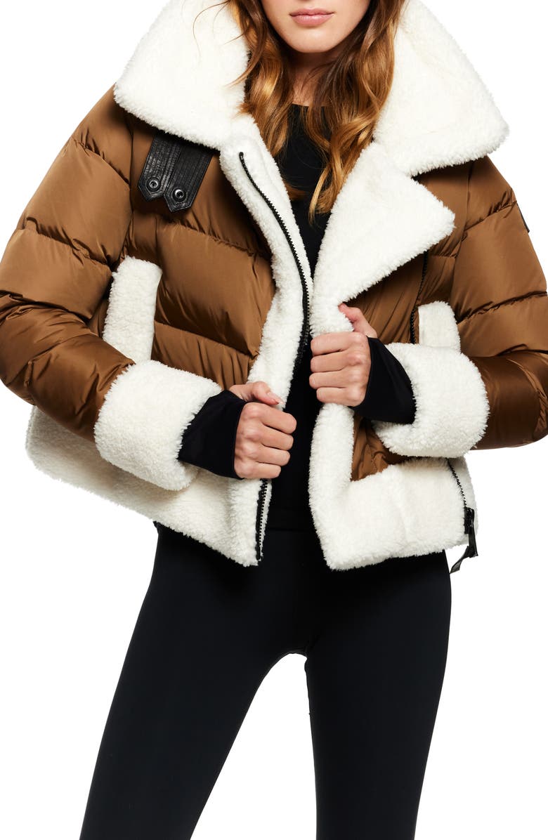 SAM. Bennet Faux Shearling Quilted Down Coat, Alternate, color, Matte Walnut
