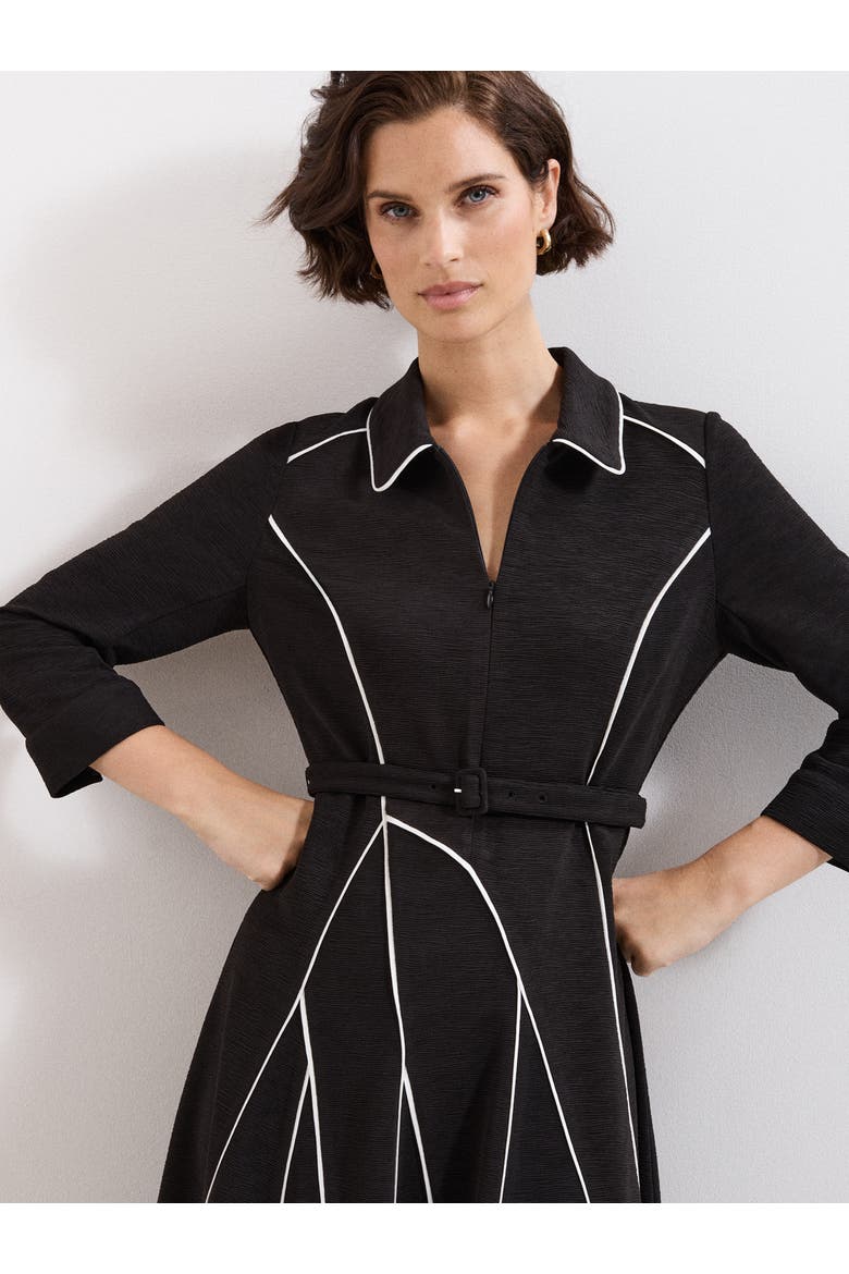 Tilly Piped Dress, Alternate, color, Black/Ivory