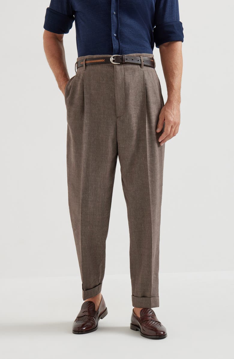 Brunello Cucinelli Chevron trousers, Alternate, color, Hazelnut