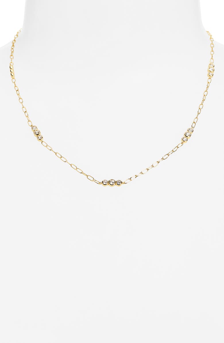 Argento Vivo Sterling Silver Cubic Zirconia Station Chain Necklace, Alternate, color,