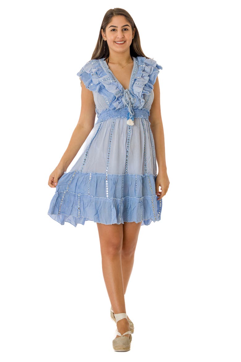 Short Ruffle Dress, Alternate, color, POWDER BLUE