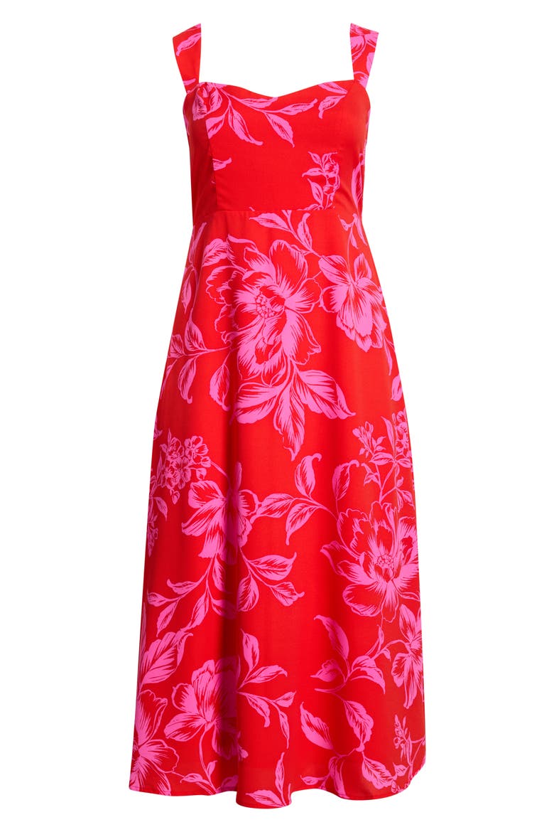 Darline Floral Bary Smocked Maxi Dress, Alternate, color, RED-PINK-COMBO