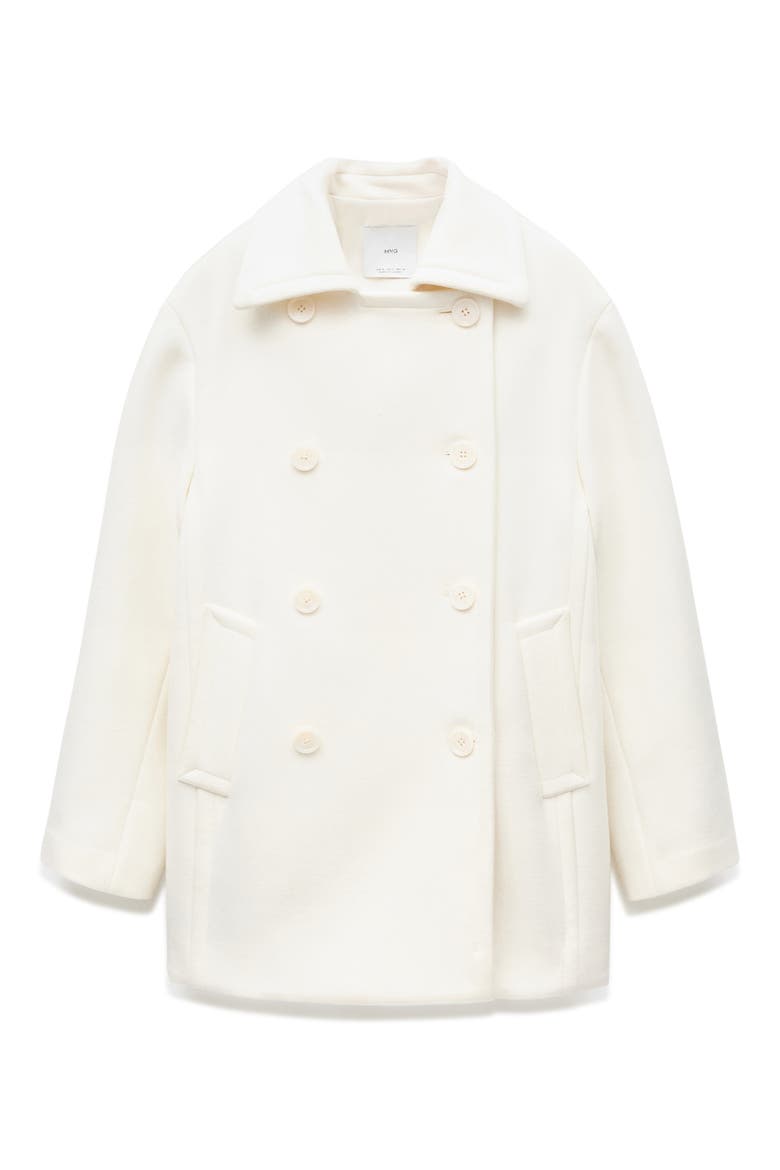 Double Breasted Virgin Wool Blend Coat, Alternate, color, ECRU