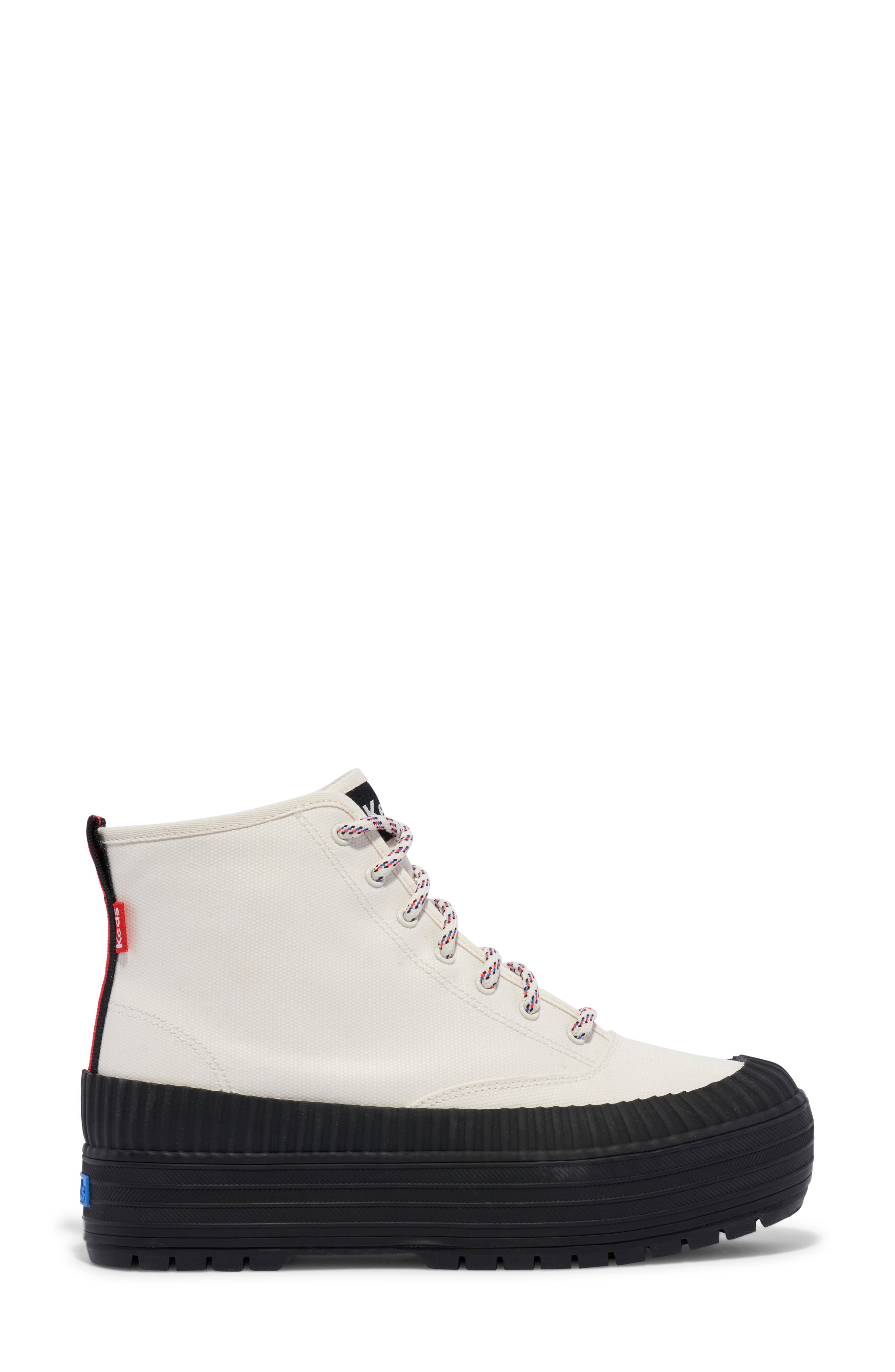 The Platform Sneaker Bootie, Alternate, color, WHITE/ BLACK