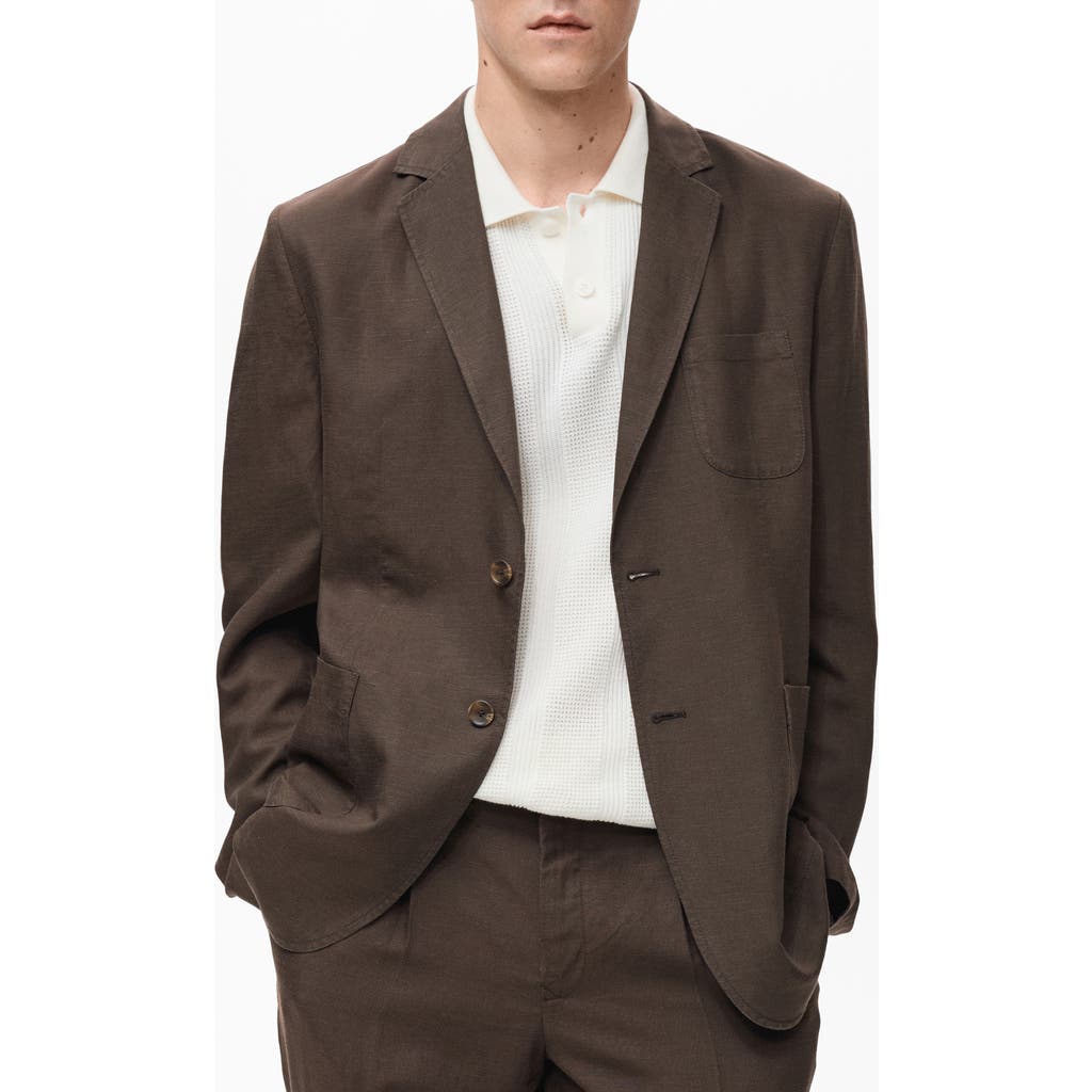 Mango Slim Fit Slub Lyocell & Linen Suit Jacket In Brown