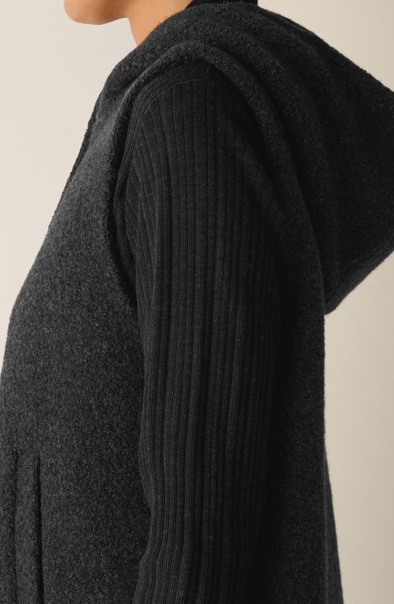 Eileen Fisher Wool Blend Hooded Vest, Alternate, color, Charcoal