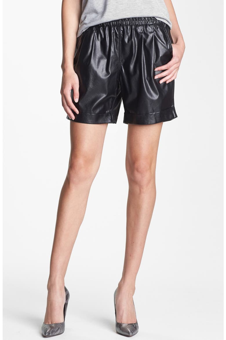 Faux Leather Bermuda Shorts, Main, color, BLACK