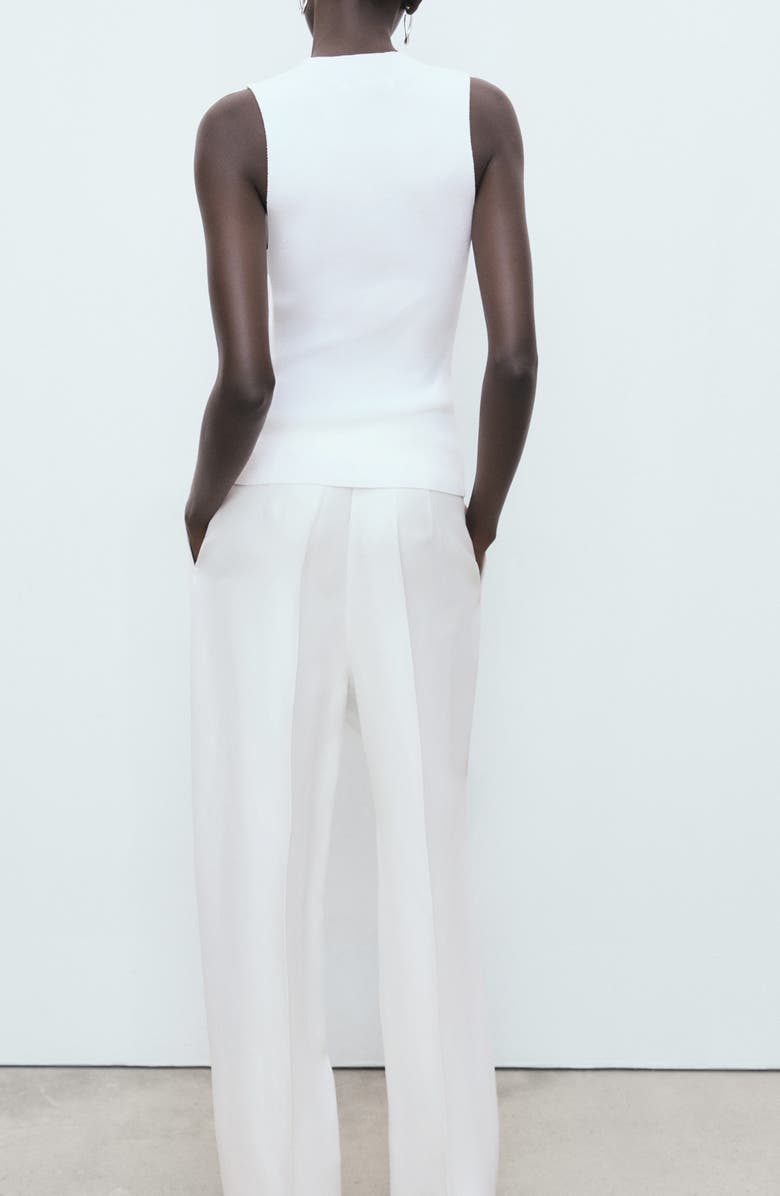 MANGO Mock Neck Sleeveless Rib Sweater, Alternate, color, Off White