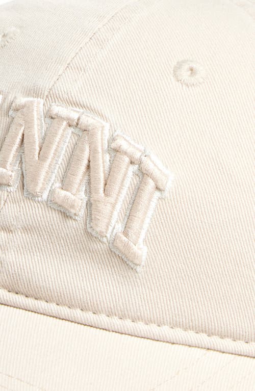 Ganni Womens Egret Washed Logo-embroidered Cotton-canvas Cap