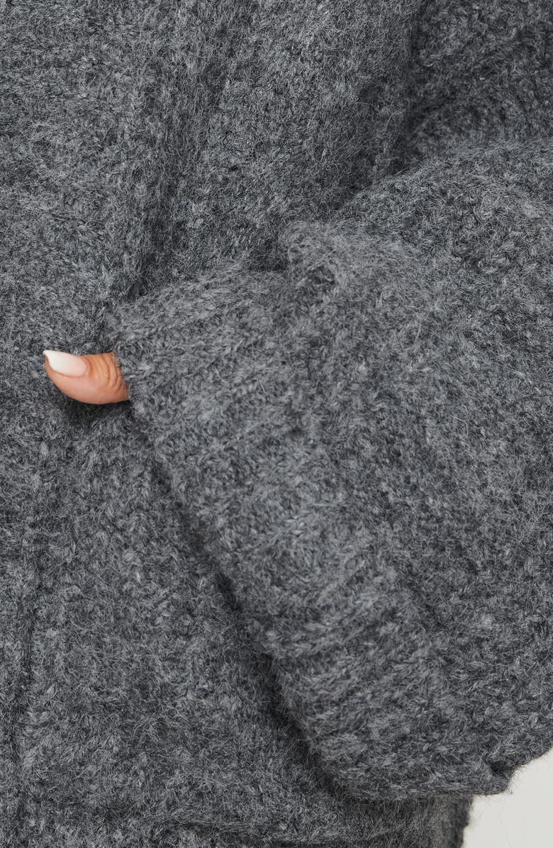 Princess Polly Paisleigh Cable Knit Cardigan, Alternate, color, Charcoal