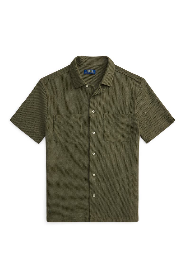 Textured Pointelle Camp Shirt, Alternate, color, CRUISE OLIVE