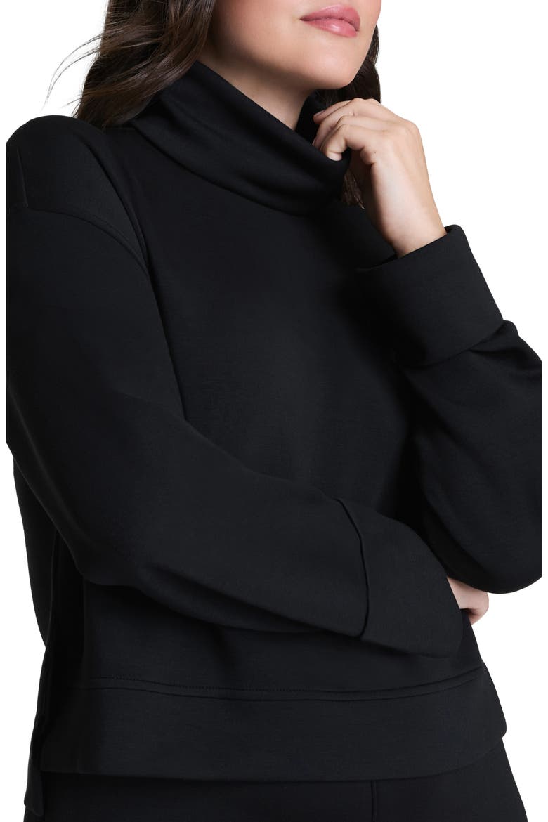 Cuffed Sleeve Crop Turtleneck Sweatshirt, Alternate, color, VERY BLACK