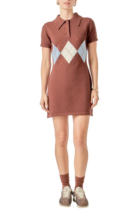 Argyle Knit Polo Dress