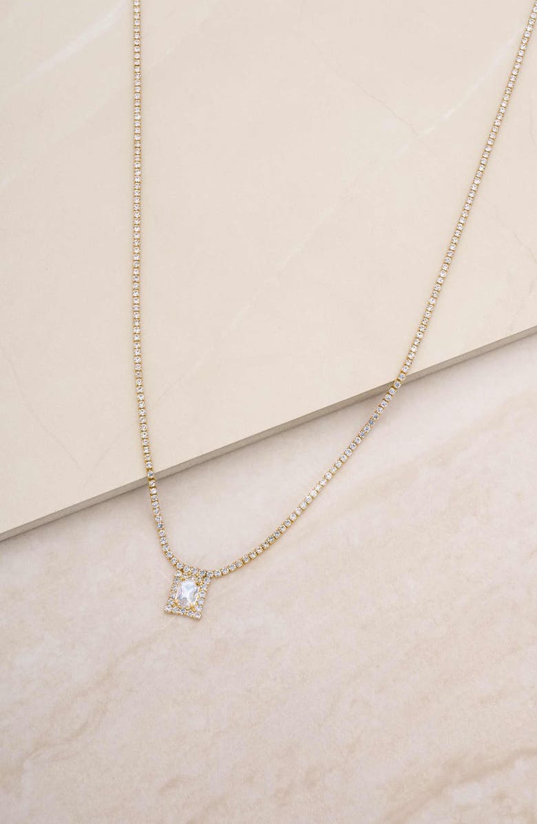 Ettika Adjustable Cubic Zirconia Pendant Necklace, Alternate, color, Gold