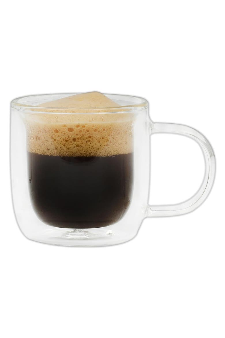 Salon Espresso 2 piece 3 Ounce Double Wall Insulated Glass Mug Set, Alternate, color, Clear