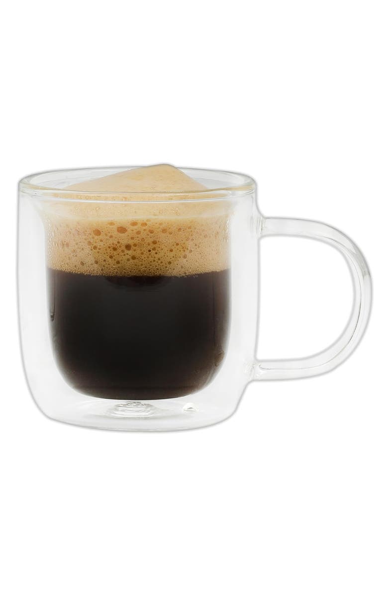 Mr. Coffee Salon Espresso 2 piece 3 Ounce Double Wall Insulated Glass Mug Set, Alternate, color, Clear