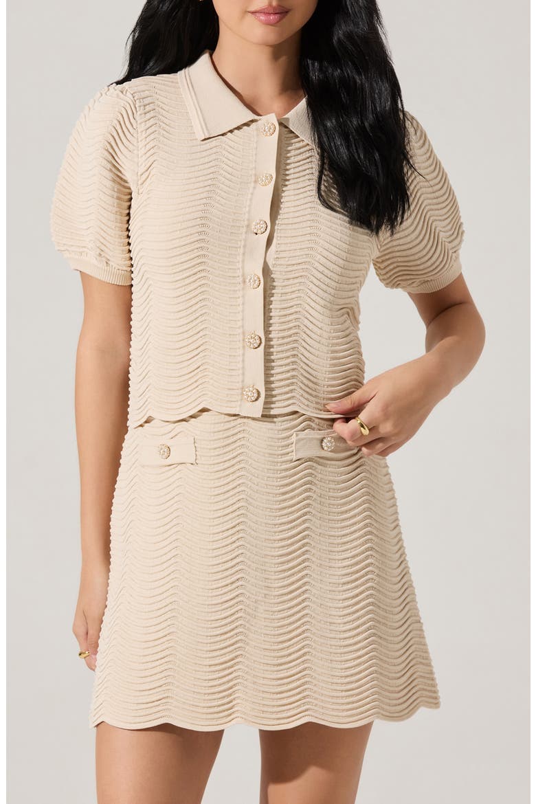 Perrine Short Sleeve Pointelle Cardigan, Main, color, CREAM