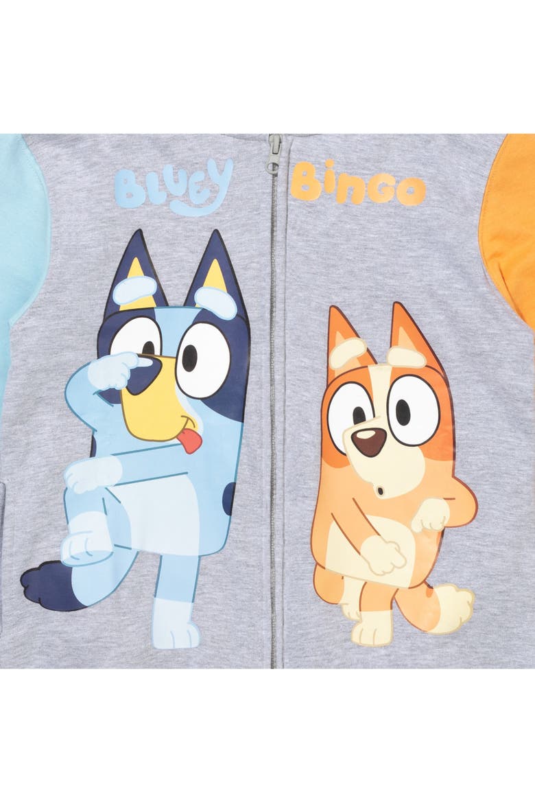 Fleece Zip-Up Hoodie, Alternate, color, Bluey Bingo Grey