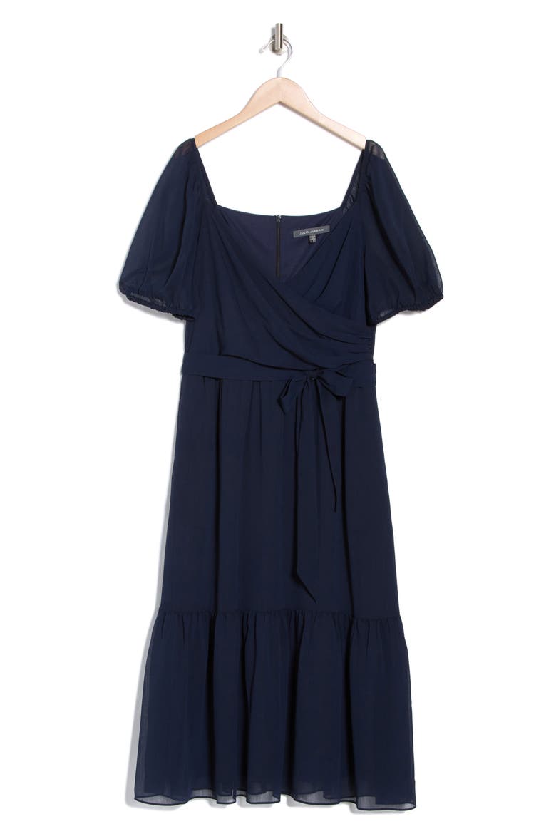 Surplice Midi Dress, Alternate, color, NAVY