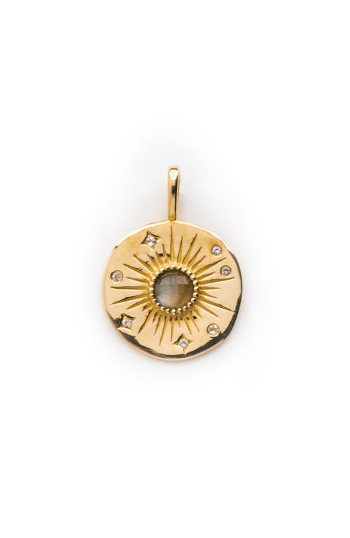 Local Eclectic Labradorite & Topaz Coin Charm In Gold