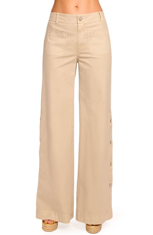Ramy Brook Giselle Stretch Cotton Twill Wide Leg Pants In Gold