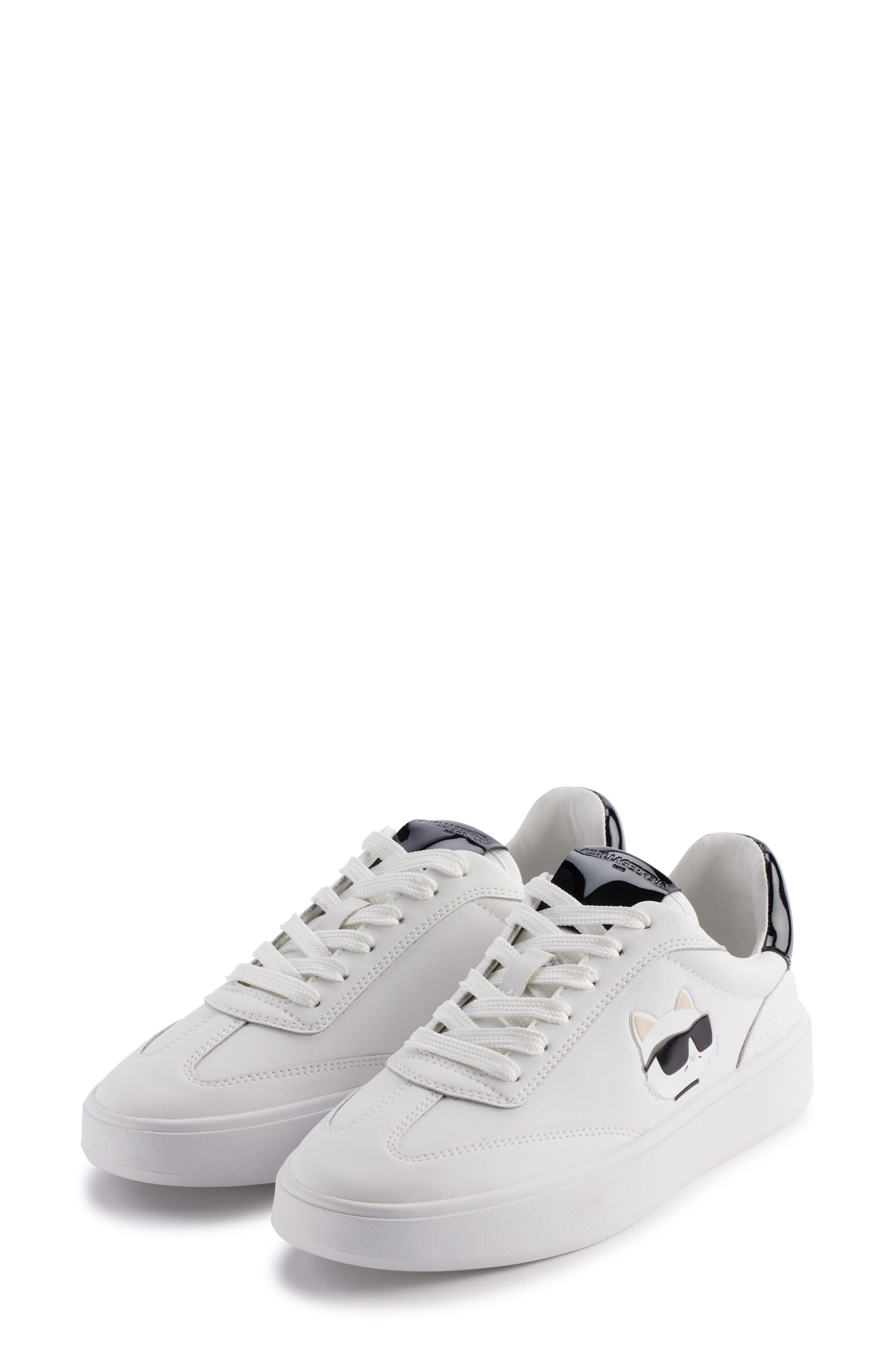 KARL LAGERFELD PARIS Sumava Logo Appliqué Sneaker, Alternate, color, Bright White/ Black