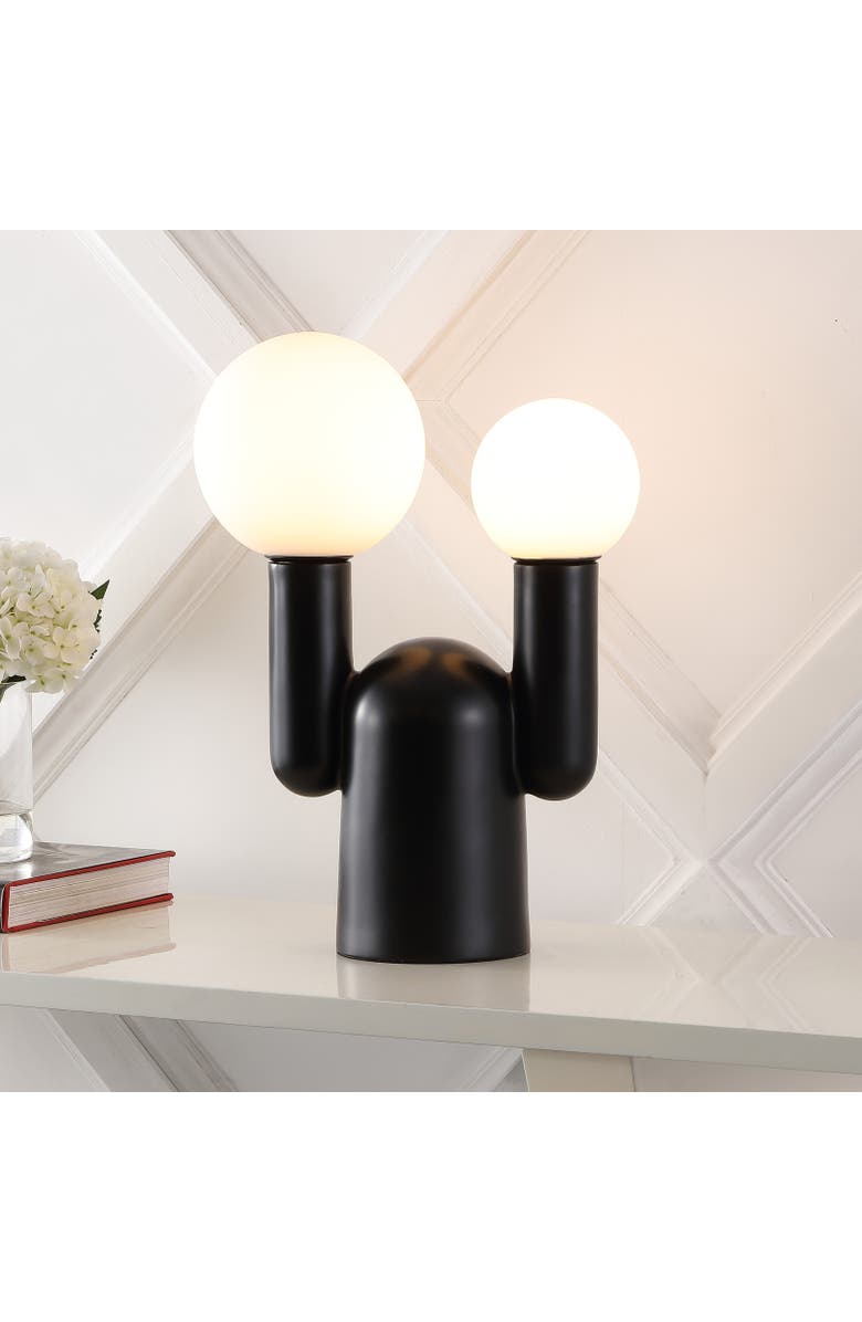 JONATHAN Y Leif 2-Light Modern Mid-Century Resin/Iron/Frosted Glass Nordic Cactus LED Table Lamp, Alternate, color, 