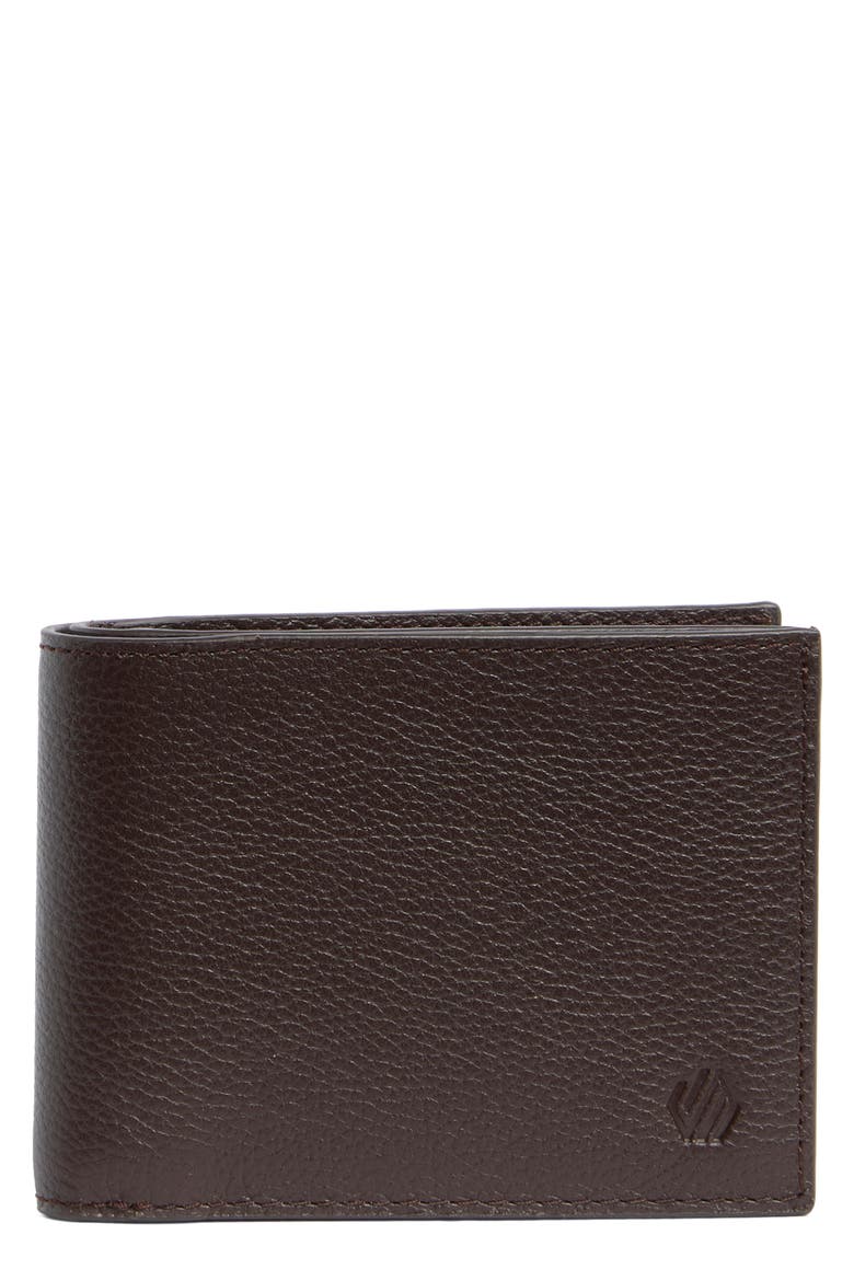 Pebbled Leather Bifold Wallet, Main, color, DARK BROWN