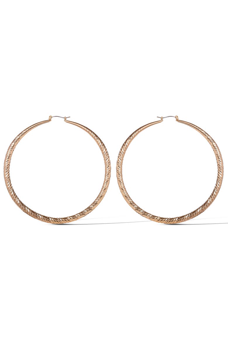 JS Jessica Simpson Wide Textured Hoop Earrings, Alternate, color, Gold