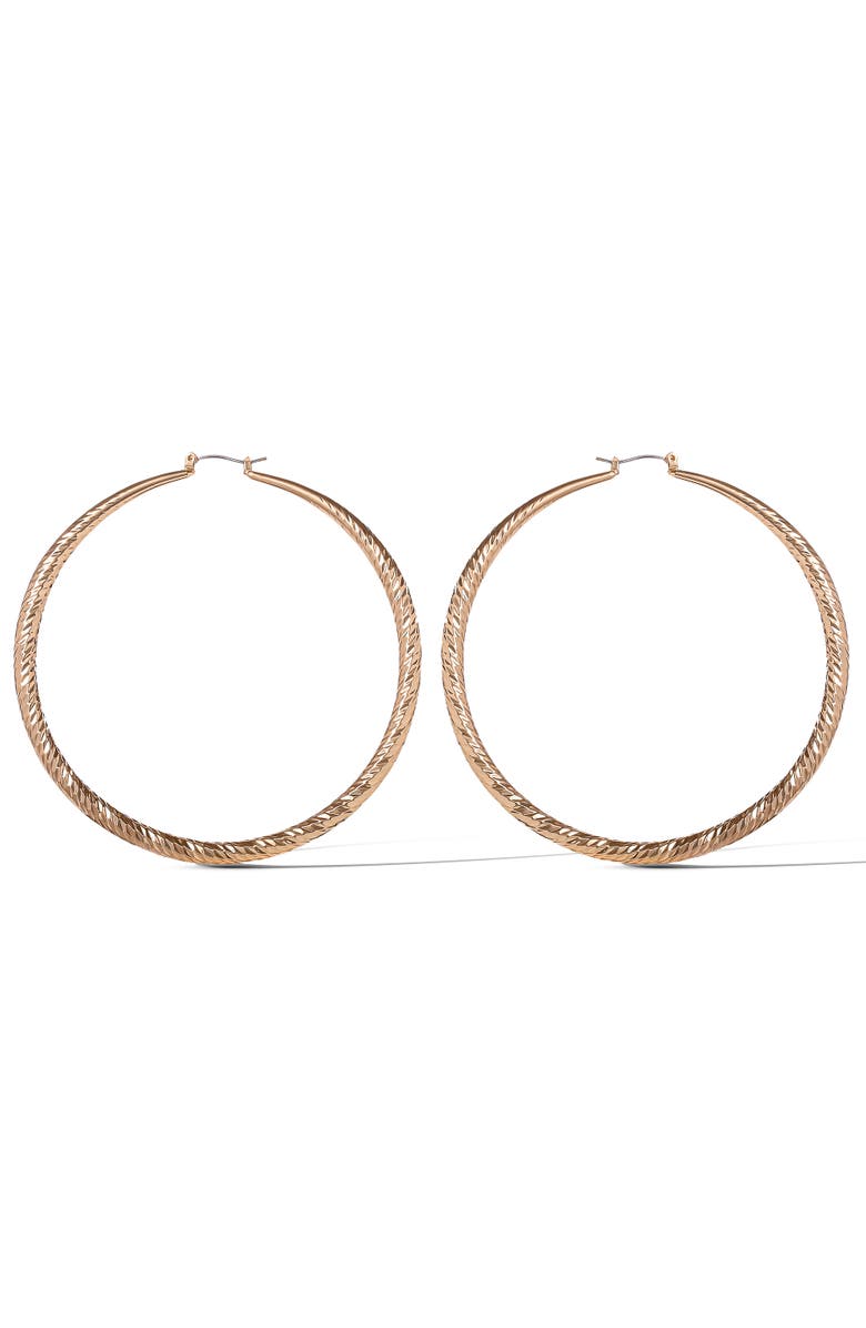 Jessica Simpson Wide Textured Hoop Earrings, Alternate, color, Gold