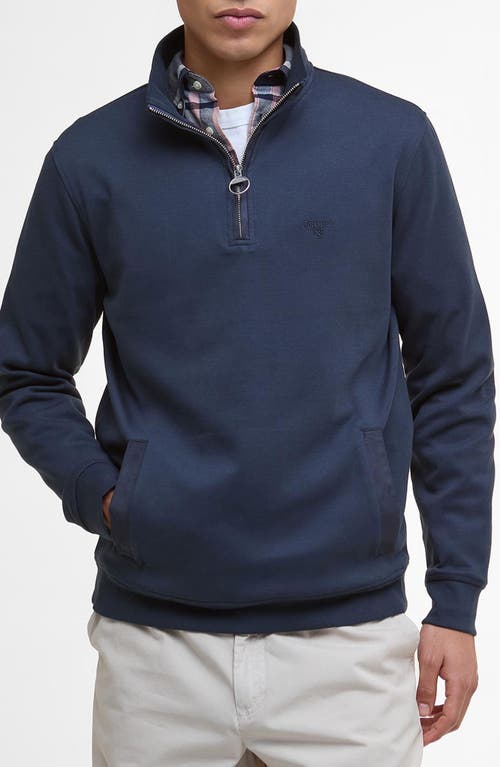 Barbour Lambeth Interlock Quarter-zip Sweatshirt In Blue