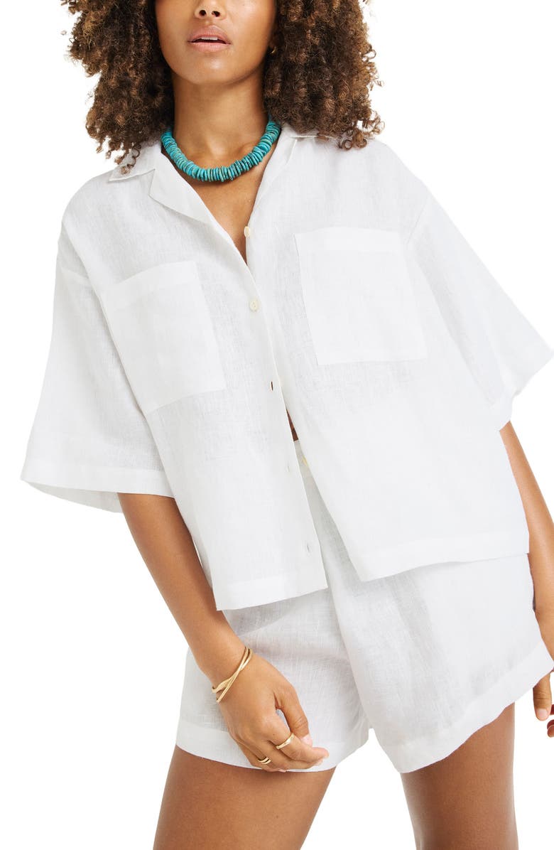 Vitamin A<sup>®</sup> Rowan Resort Linen Cover-Up Shirt, Alternate, color, 