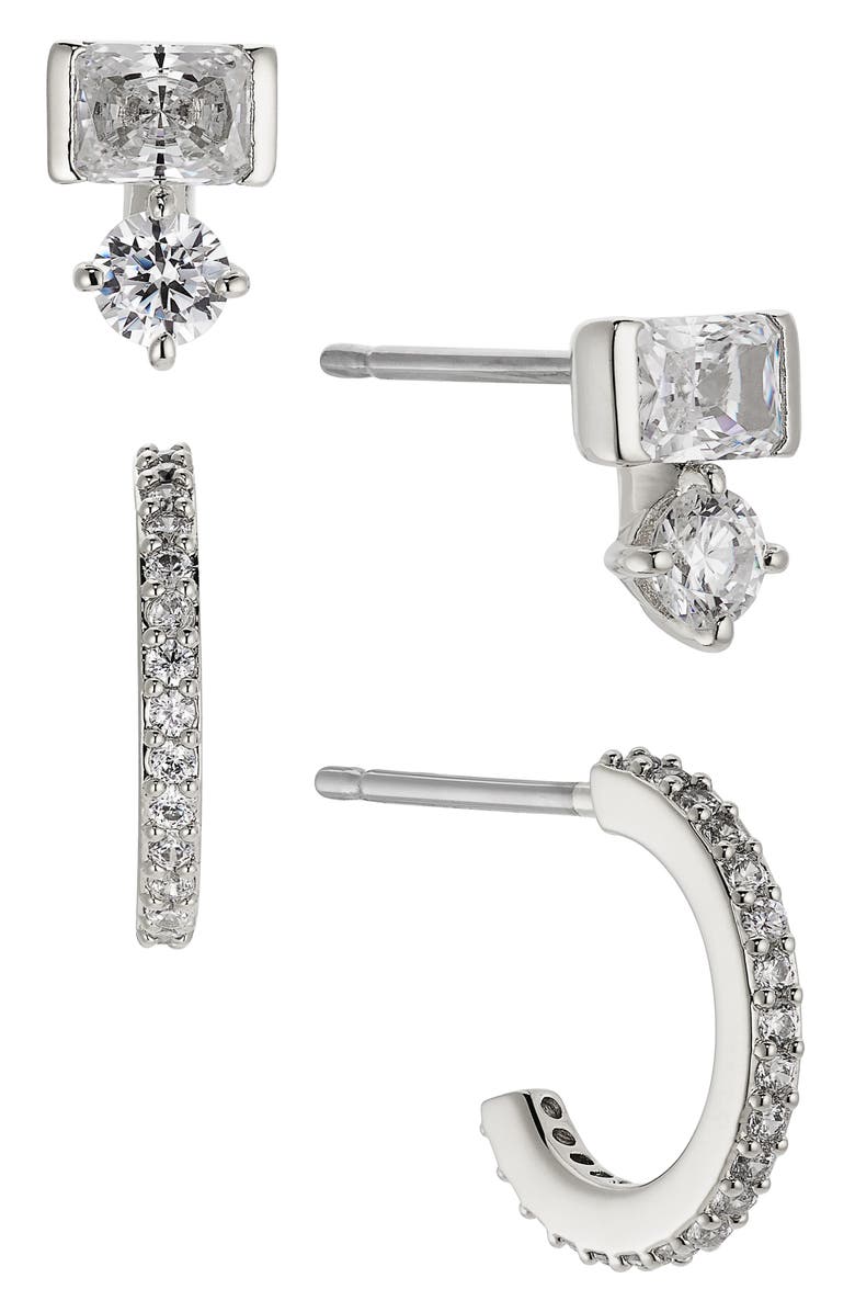 Nadri Zoe Stud & Hoop Earrings Set, Main, color, 