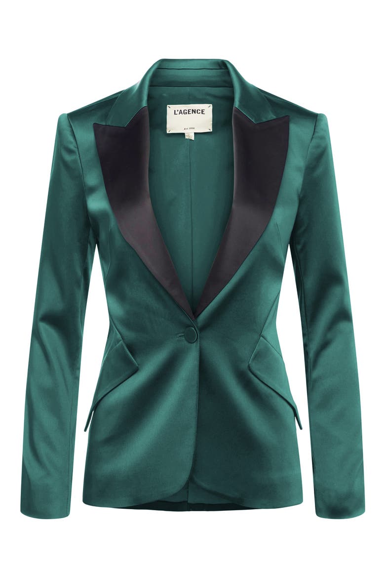Chamberlain Colorblock Satin Blazer, Alternate, color, BOTANICAL GREEN
