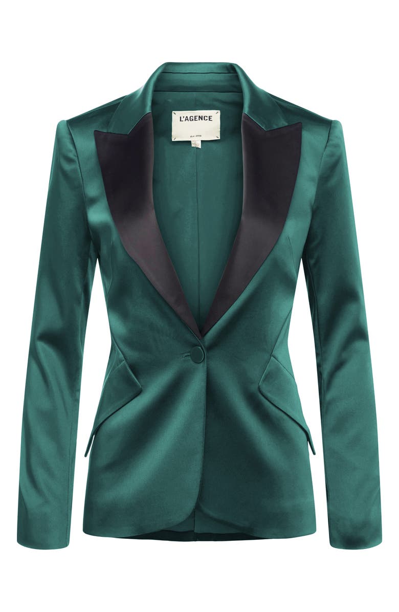 L'AGENCE Chamberlain Colorblock Satin Blazer, Alternate, color,