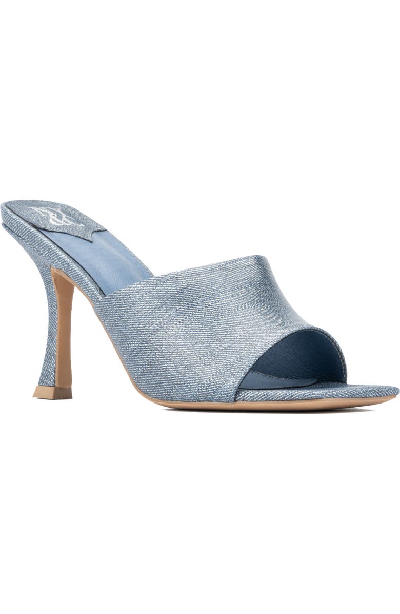 NEW YORK AND COMPANY Delara Croc Embossed Heeled Sandal, Main, color, Blue
