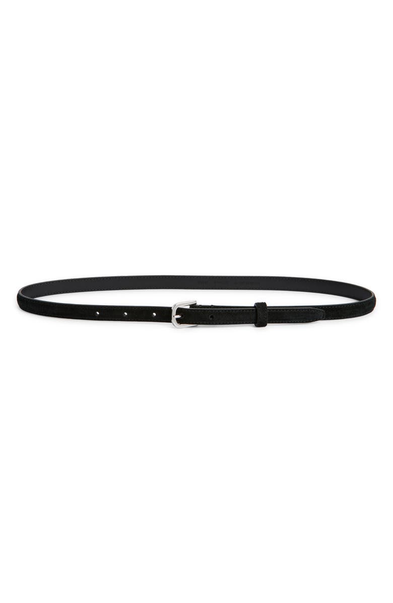 TOTEME Skinny Suede Belt, Main, color, Black