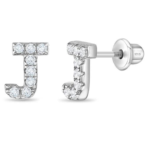 In Season Jewelry Cubic Zirconia Letter Initial Earrings in Letter J at Nordstrom