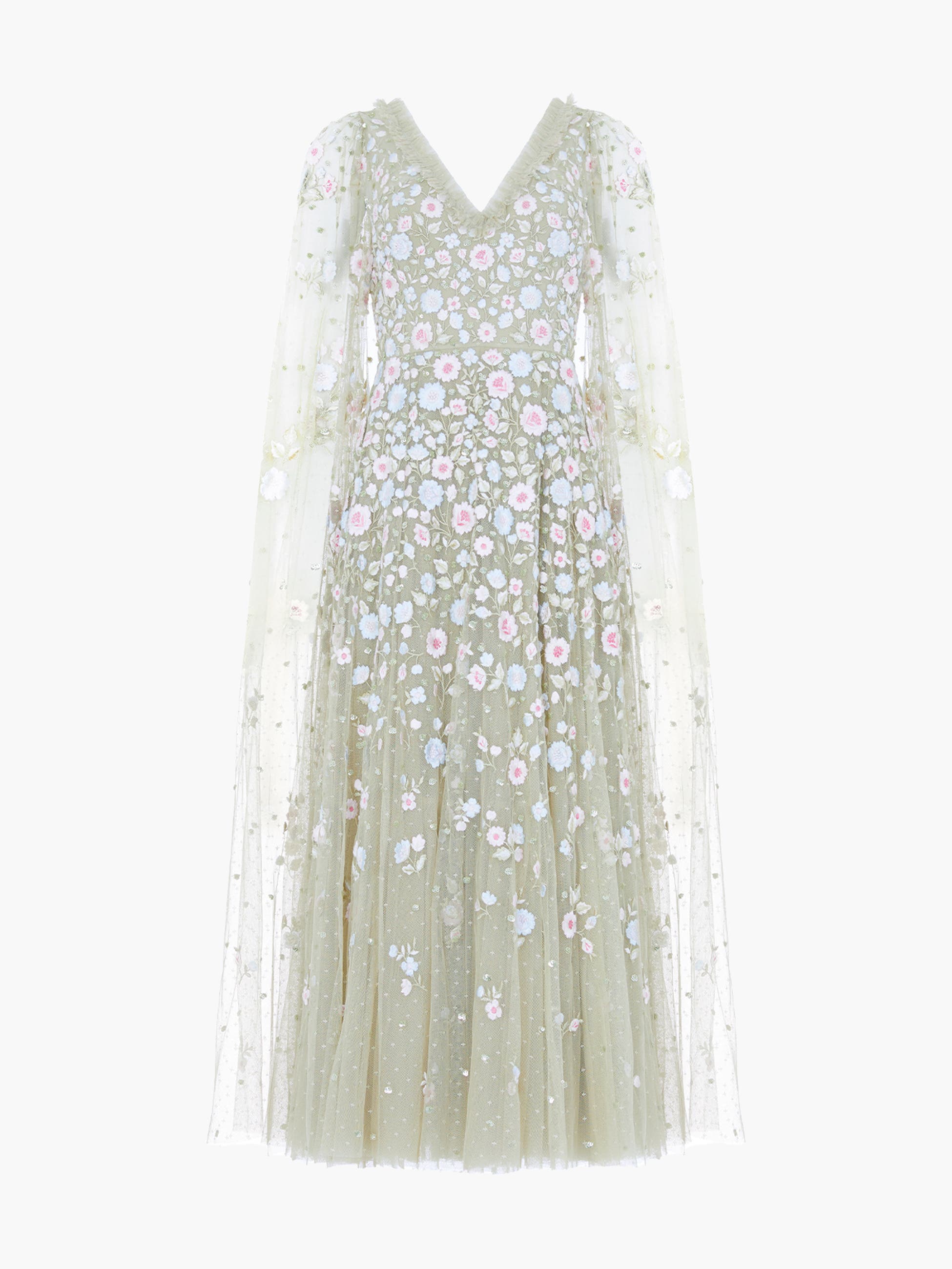 Ethereal Blooms Cape Sleeve Ankle Gown - image 4