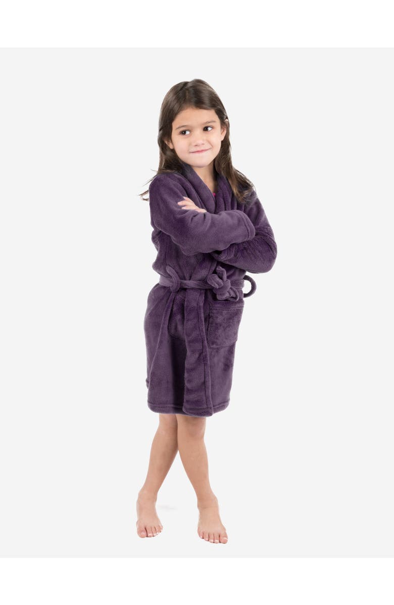Leveret Kids Fleece Robe, Shawl Collar, Solid Colors, Main, color, Purple