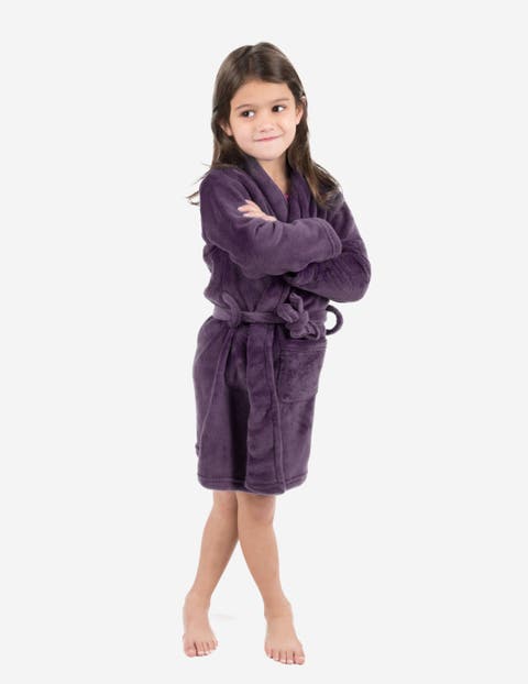 Kids Fleece Robe, Shawl Collar, Solid Colors