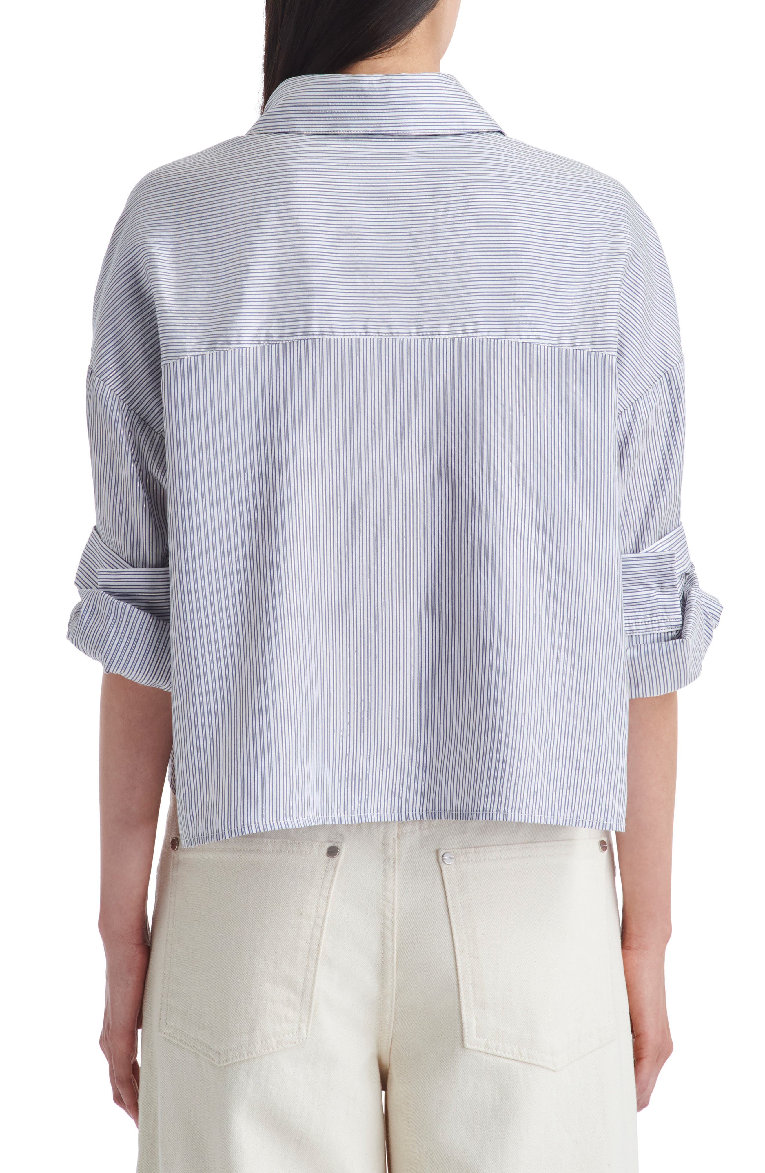 TWP Next Ex Stripe Crop Silk Shirt (Women) | Nordstromrack