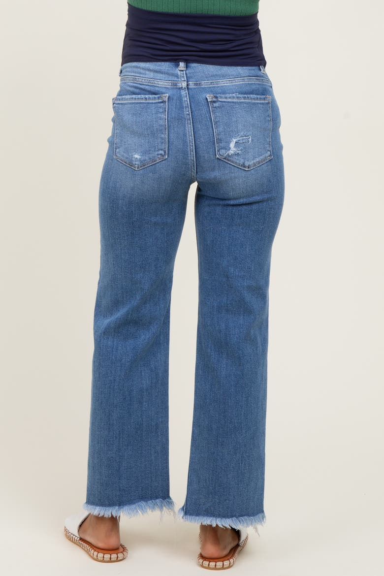 Frayed Hem Ankle Straight Leg Maternity Jeans, Alternate, color, Blue