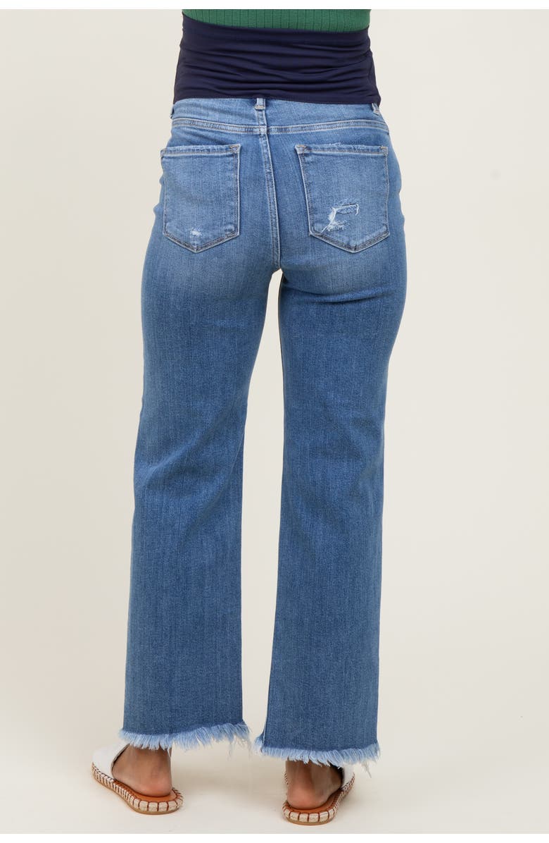 PinkBlush Frayed Hem Ankle Straight Leg Maternity Jeans, Alternate, color, Blue