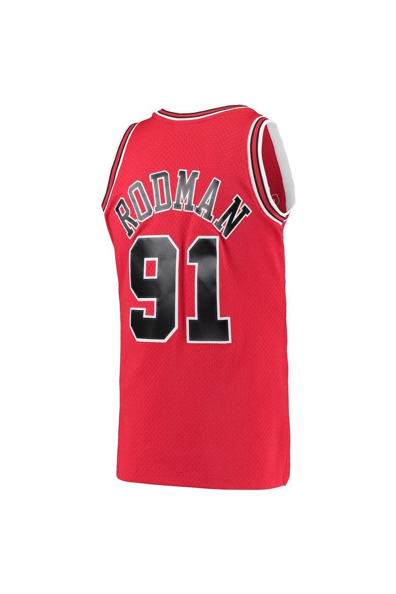Men's Mitchell & Ness Dennis Rodman Red Chicago Bulls Hardwood Classics 1997-98 Swingman Jersey, Alternate, color, Red