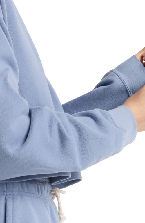 New Balance Coastal Fleece Oversize Crop Crewneck Sweatshirt In Blue