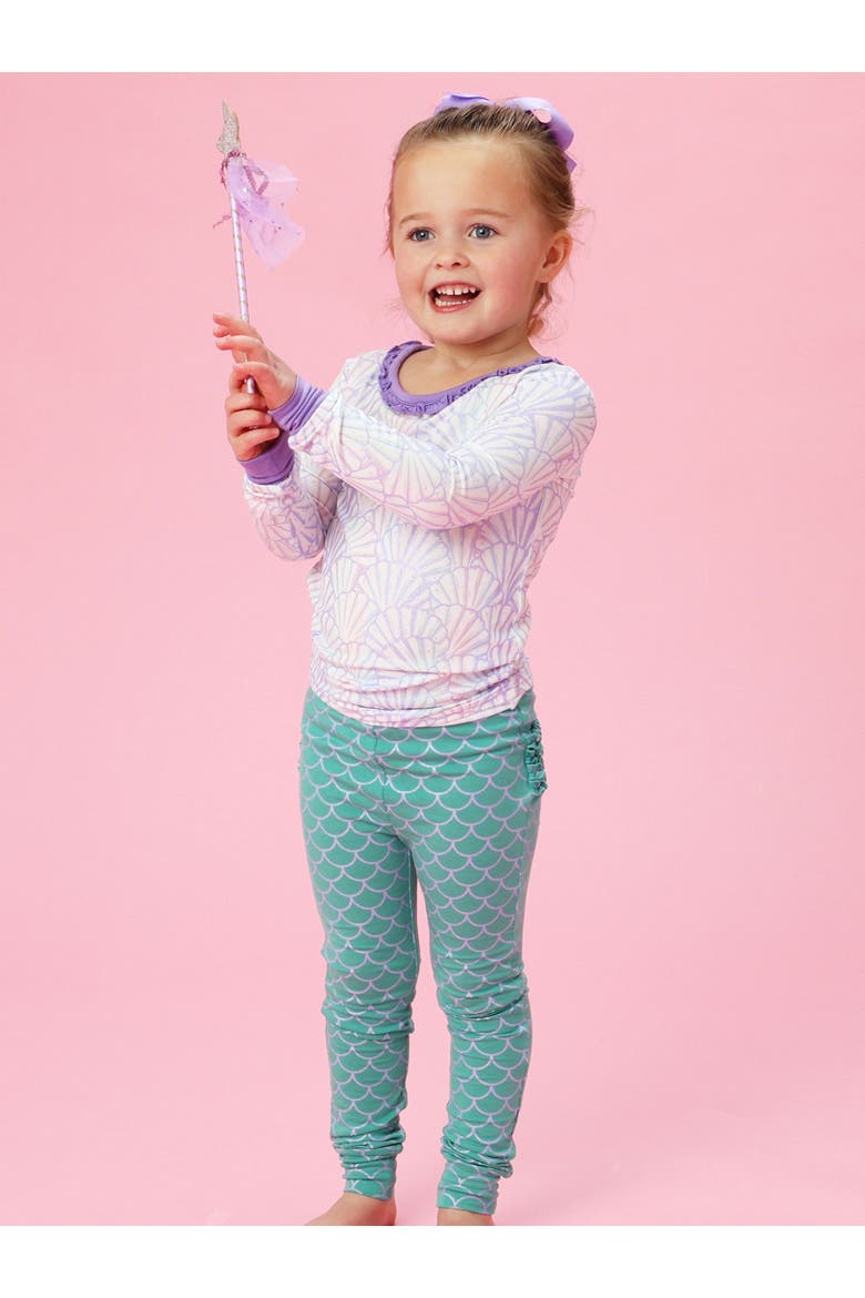 Ruffle Long Sleeve Pajama Set, Signature Rear Ruffles, Alternate, color, Magical Mermaid