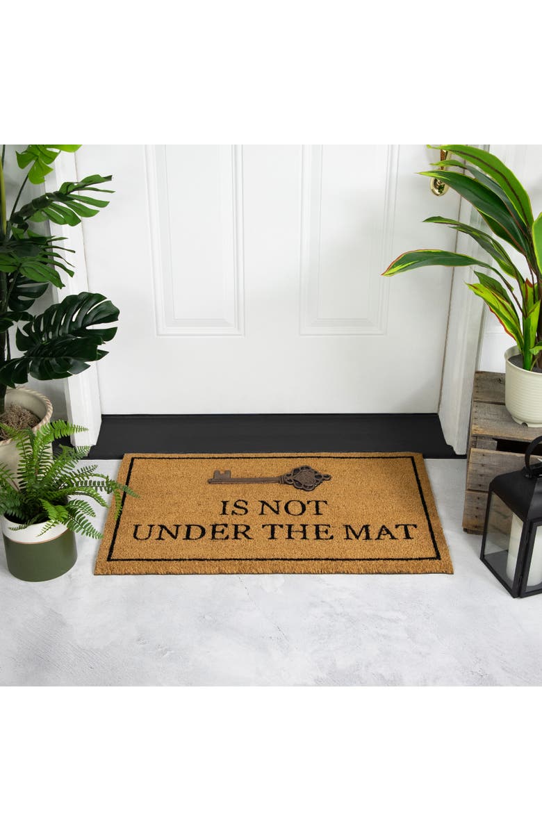 Northlight Key is Not Under the Mat Coir Outdoor Doormat 18" x 30", Alternate, color, Brown