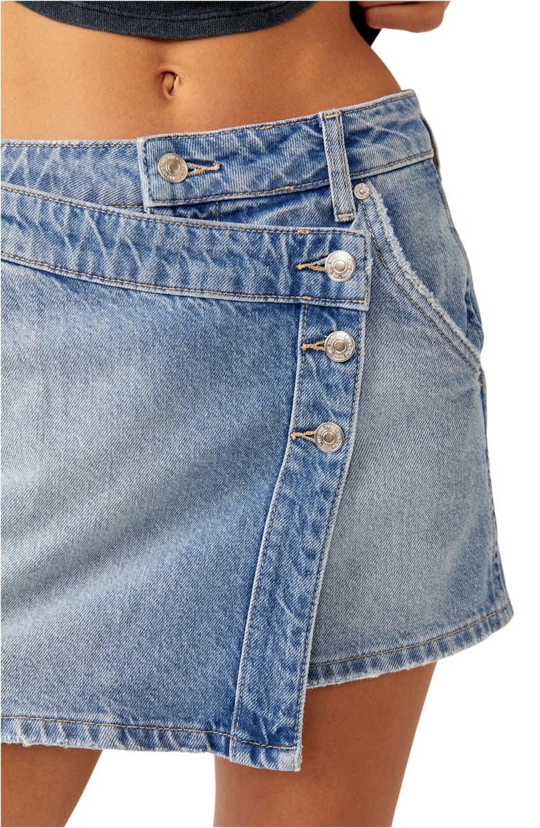 Free People Wynne Denim Skirt, Alternate, color, Light Indigo